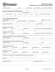 Document preview: Form BLR15410 Special Assessments - Description, Court, Legal and Financial Data - Illinois