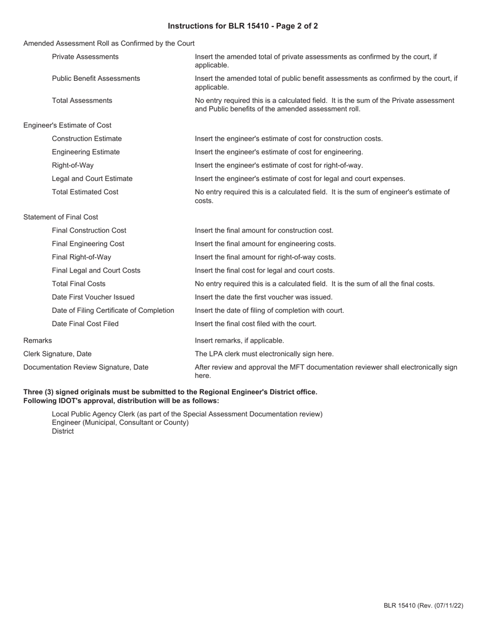 Form BLR15410 Special Assessments - Description, Court, Legal and Financial Data - Illinois, Page 3