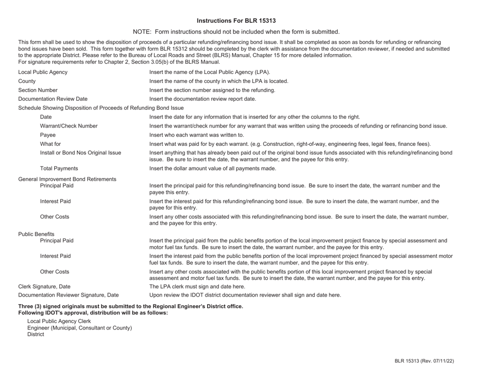 Form BLR15313 Refunding or Refinancing Bond Issues Schedule - Illinois, Page 2