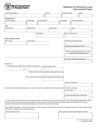 Document preview: Form BLR15412 Statement of Financing of Local Improvement Project - Illinois