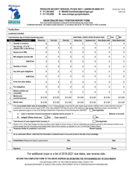 Form GD-062 Grain Dealer Daily Position Report Form - Michigan