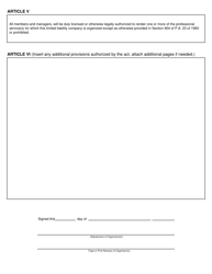 Form CSCL/CD-701 Articles of Organization for Use by Domestic Professional Service Limited Liability Companies - Michigan, Page 2