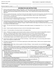 Form CSCL/CD-701 Articles of Organization for Use by Domestic Professional Service Limited Liability Companies - Michigan, Page 3