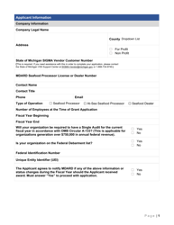 Application Form - Seafood Processors Pandemic Response and Safety Block Grant Program - Michigan, Page 3