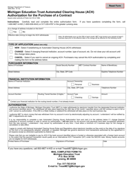 Document preview: Form 3695 Michigan Education Trust Automated Clearing House (ACH) Authorization for the Purchase of a Contract - Michigan