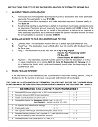 Estimated Tax Declaration Voucher - City of Big Rapids, Michigan