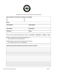 Document preview: Boards and Commissions Application - City of Big Rapids, Michigan
