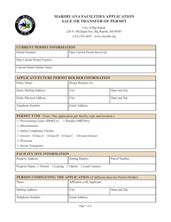 Document preview: Marihuana Facilities Application Sale or Transfer of Permit - City of Big Rapids, Michigan