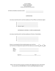 Business and Employer Registration Form - City of Parma, Ohio, Page 2