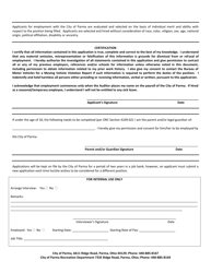 Application for Employment - Part-Time/Seasonal - City of Parma, Ohio, Page 4