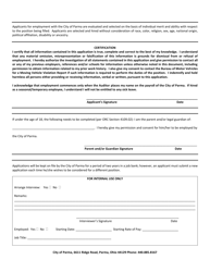 Application for Employment - Full-Time - City of Parma, Ohio, Page 4