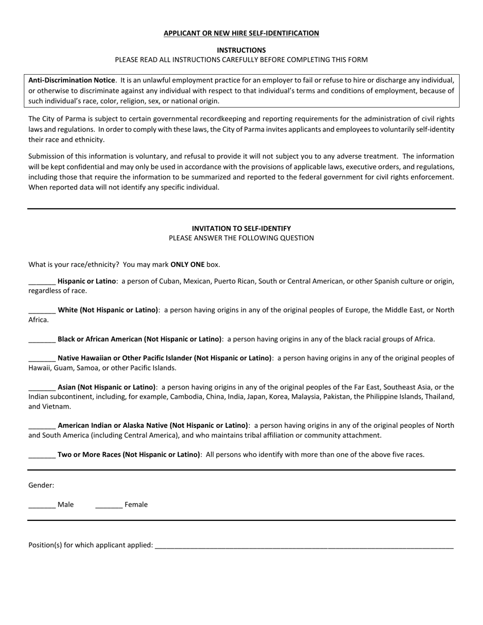 Application for Employment - Full-Time - City of Parma, Ohio, Page 5