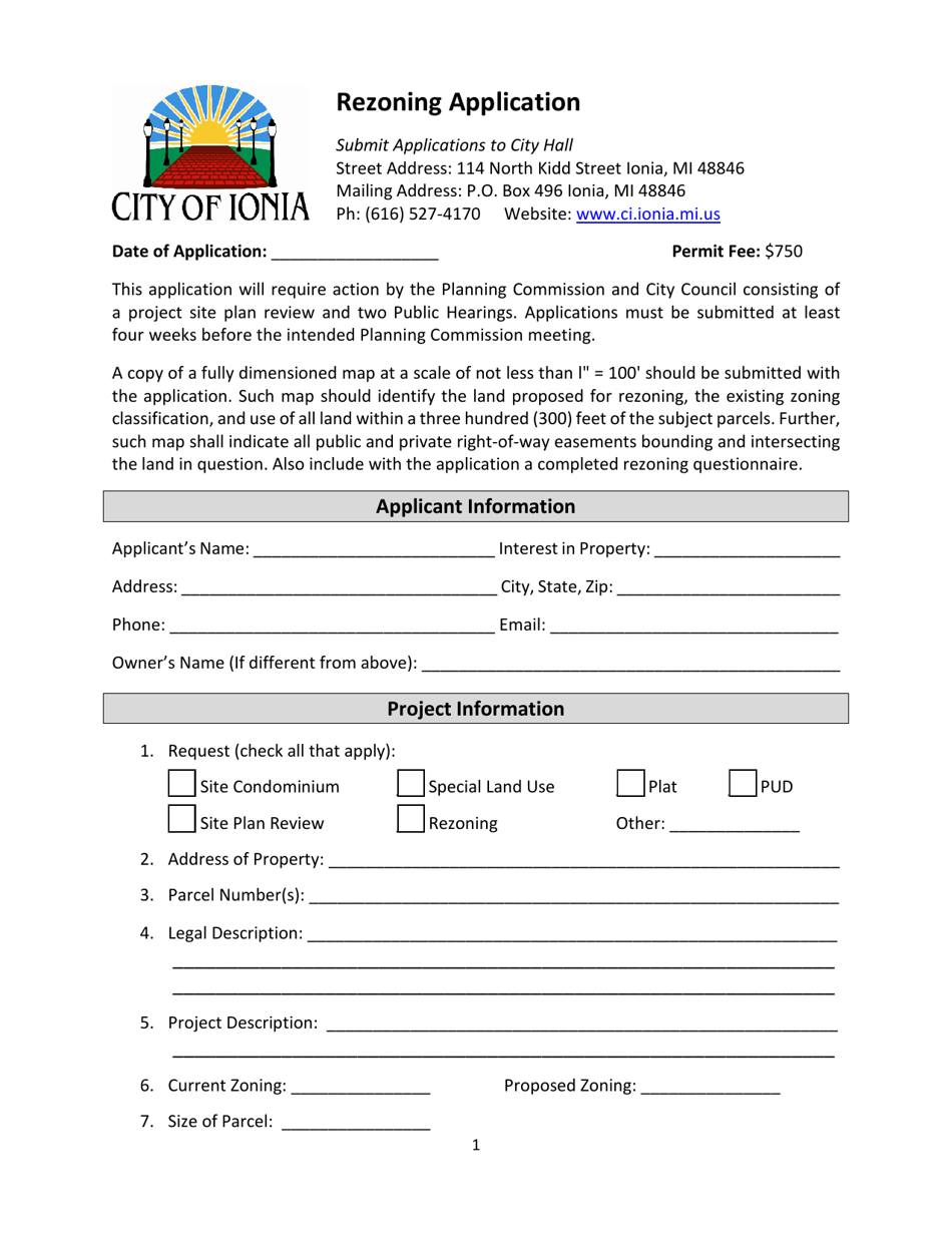 City Of Ionia Michigan Rezoning Application Fill Out Sign Online And Download Pdf 0084