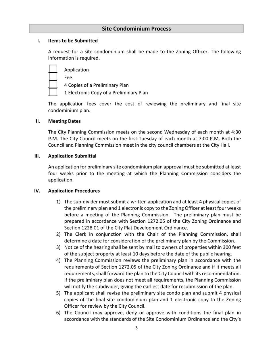 Site Condominium  Site Plan Review Application - City of Ionia, Michigan, Page 3