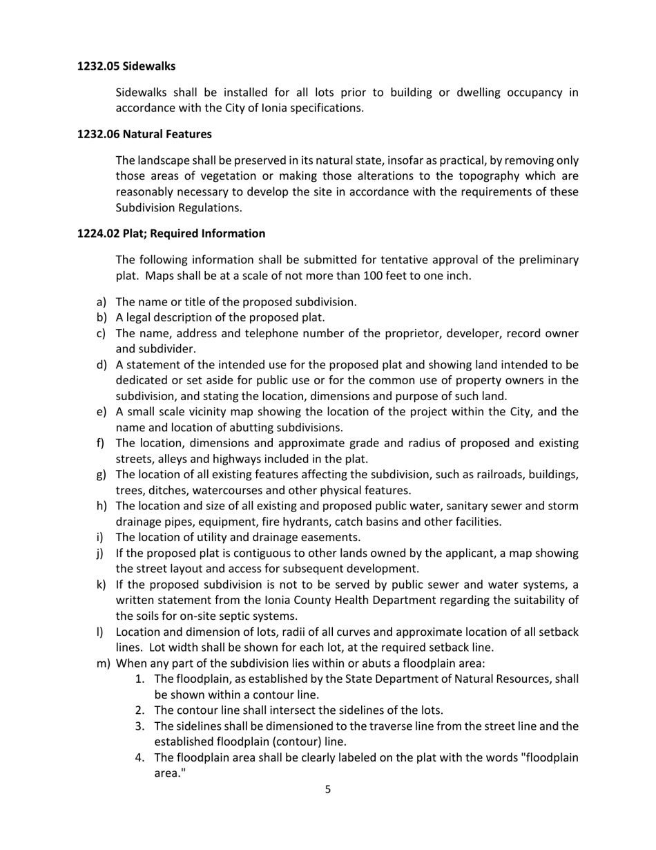 Site Condominium  Site Plan Review Application - City of Ionia, Michigan, Page 5