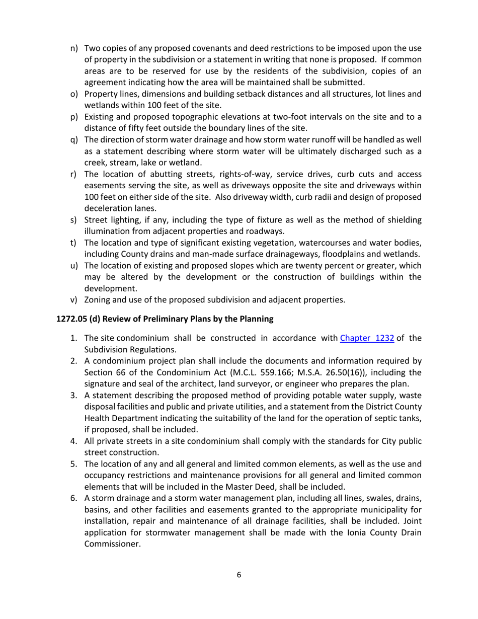 Site Condominium  Site Plan Review Application - City of Ionia, Michigan, Page 6