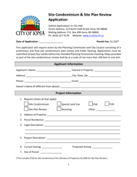 Document preview: Site Condominium & Site Plan Review Application - City of Ionia, Michigan