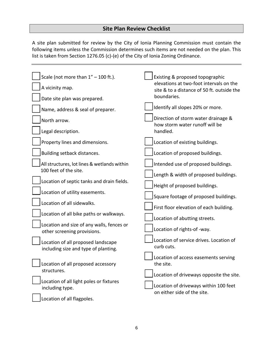 Site Plan Review Application - City of Ionia, Michigan, Page 6