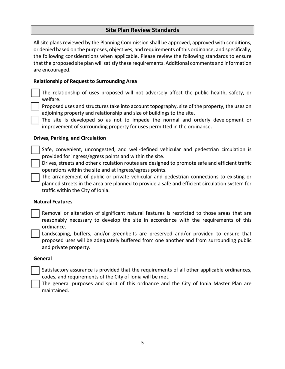 Site Plan  Special Land Use Application - City of Ionia, Michigan, Page 5