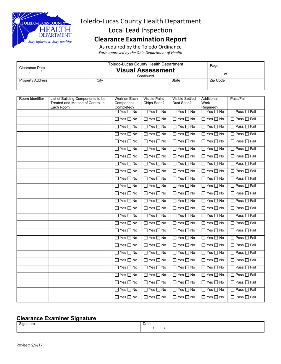 Local Lead Inspection Clearance Examination Report - Toledo-Lucas County, Ohio, Page 3