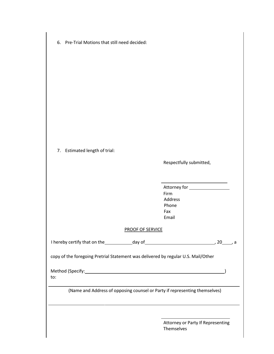 Athens County Ohio Civil Pretrial Statement Fill Out Sign Online