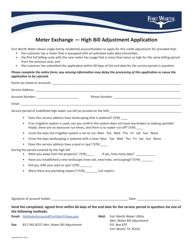 &quot;Meter Exchange - High Bill Adjustment Application&quot; - City of Fort Worth, Texas