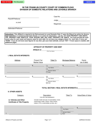 Form eDR5222 Affidavit of Property and Debt - Franklin County, Ohio