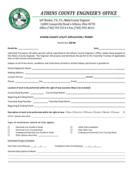 Document preview: Athens County Utility Application/Permit - Athens County, Ohio