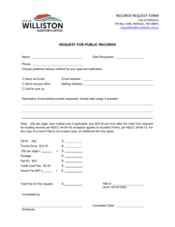 Document preview: Records Request Form - City of Williston, North Dakota