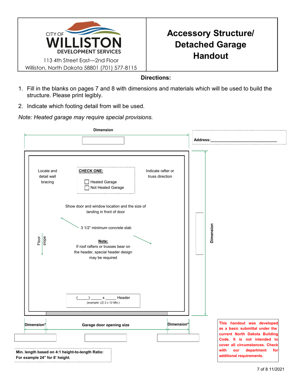 Accessory Structure / Detached Garage Handout - City of Williston, North Dakota, Page 7