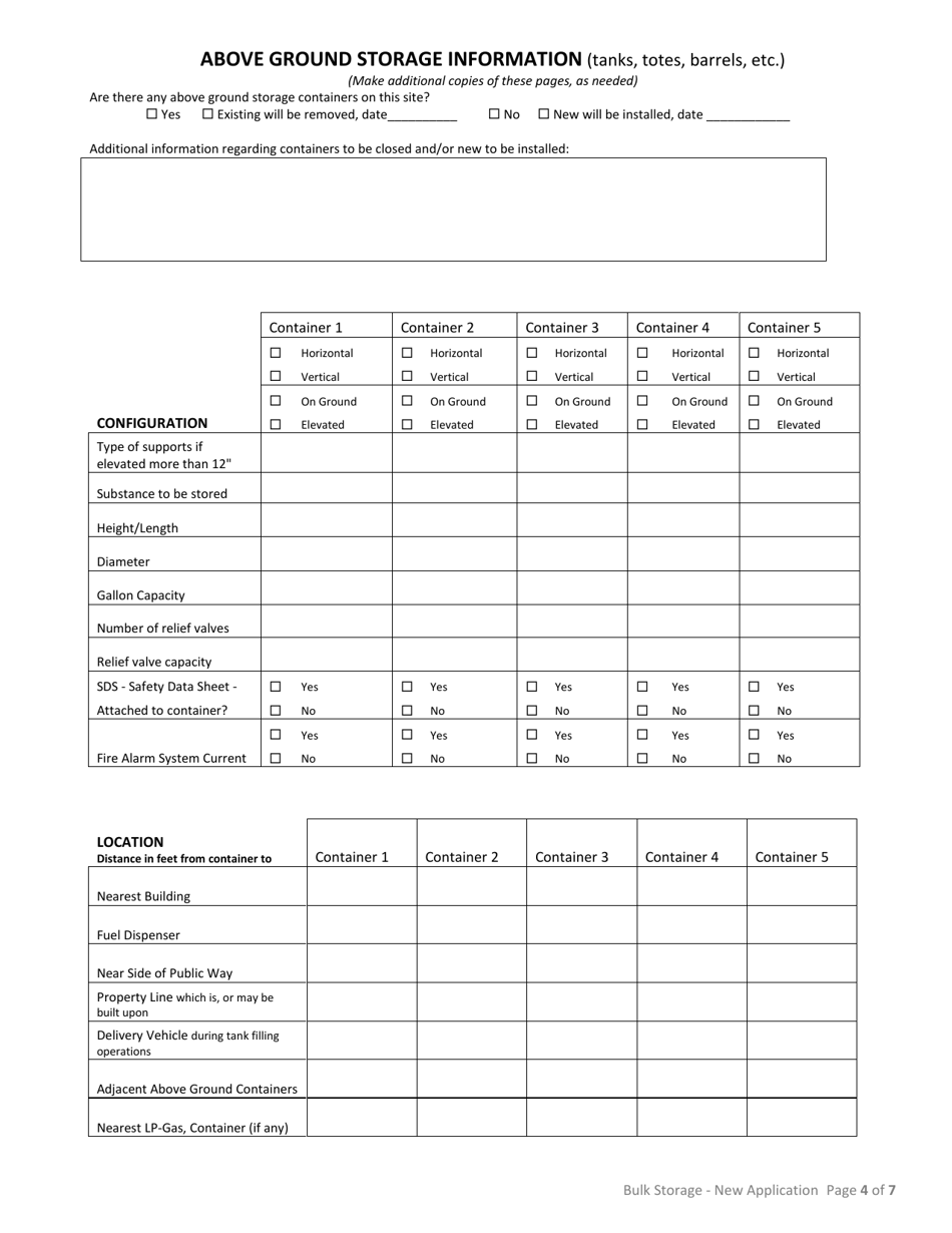 Application for Business License - Bulk Storage  Handling of Flammable Liquids  Hazardous Materials - City of Williston, North Dakota, Page 4