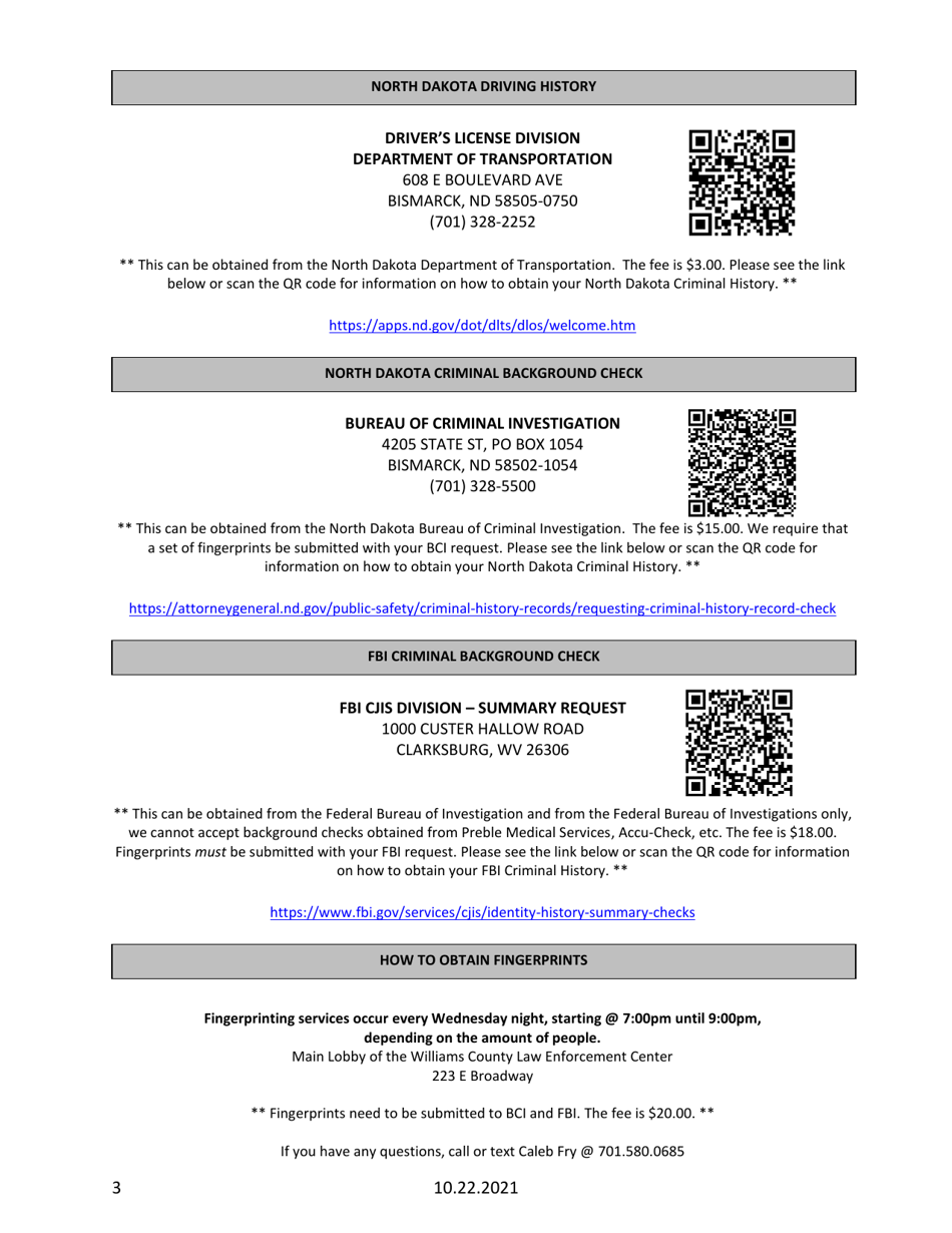 Application for License 0 Vehicle for Hire Driver (Taxi, Limo, Etc.) - City of Williston, North Dakota, Page 3