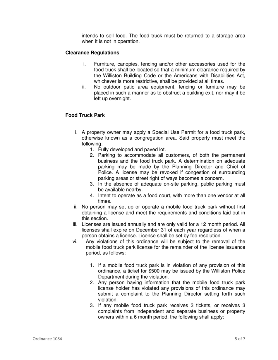 Application for Business License - Mobile Food Unit - City of Williston, North Dakota, Page 18