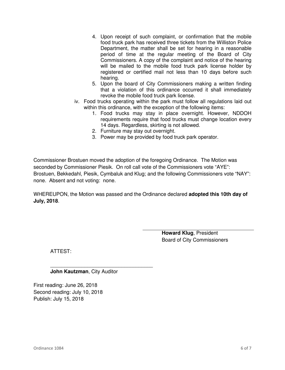 Application for Business License - Mobile Food Unit - City of Williston, North Dakota, Page 19