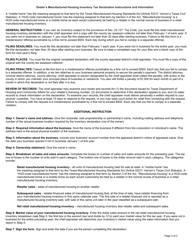 Form 23.127 Retail Manufactured Housing Inventory Declaration - Harris County, Texas, Page 2