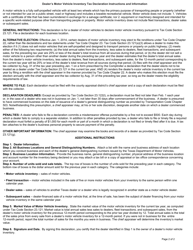 Form 23.121 Dealer&#039;s Motor Vehicle Inventory Declaration - Harris County, Texas, Page 2