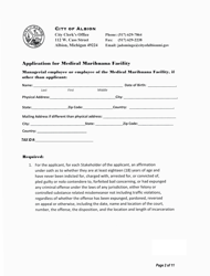Application for Medical Marihuana Facility - Stakeholder/Shareholder/Member Form - Individual Application - City of Albion, Michigan, Page 2