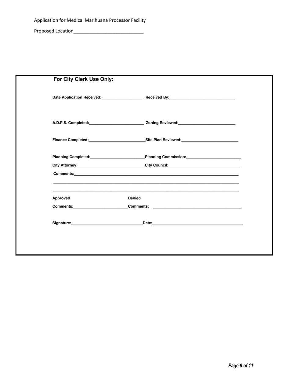 Application for Medical Marihuana Facility - Stakeholder / Shareholder / Member Form - Individual Application - City of Albion, Michigan, Page 9