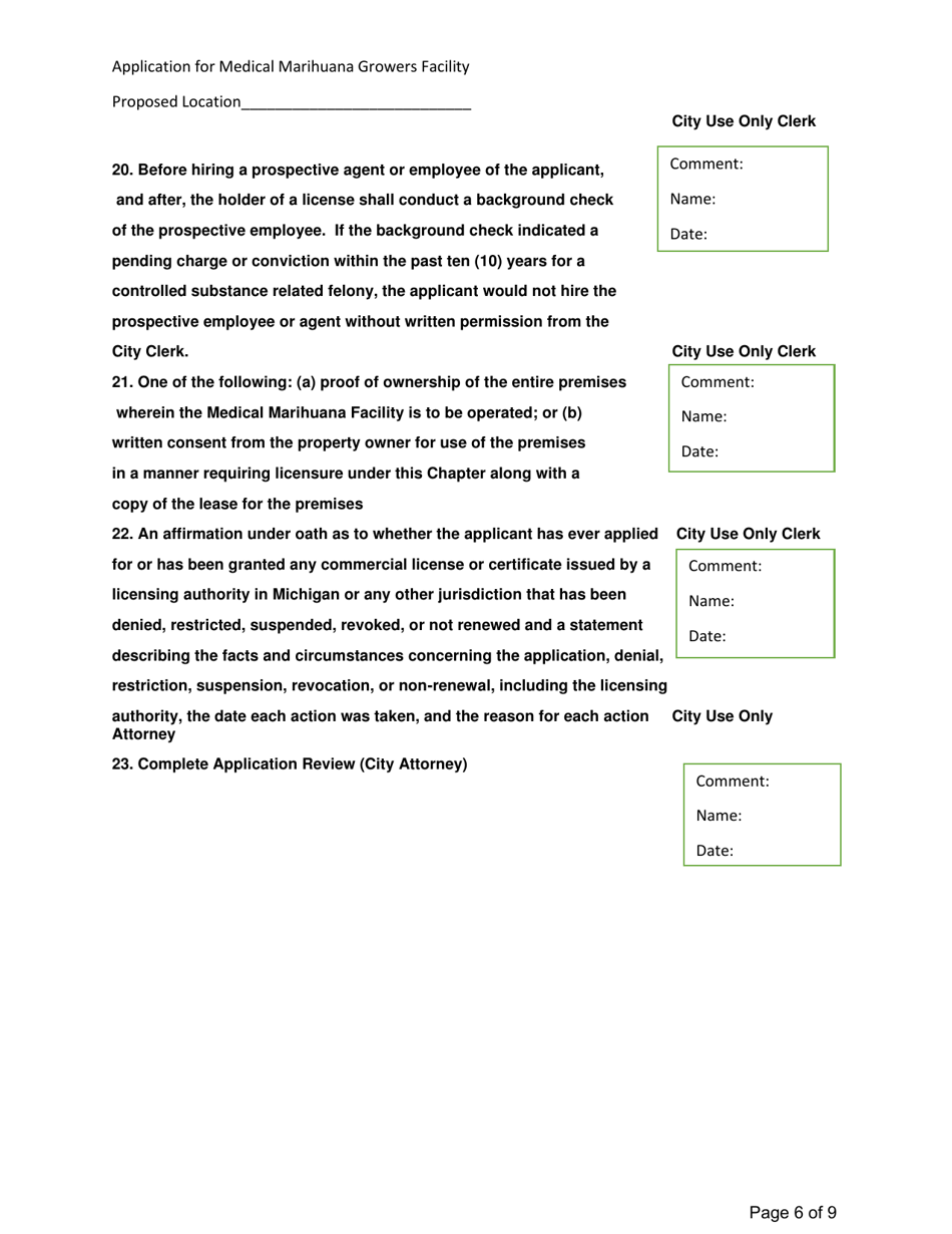 Application for Medical Marihuana Growers Facility - City of Albion, Michigan, Page 6