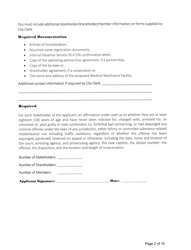 Application for Medical Marihuana Growers Facility - Stakeholder/Shareholder/Member Form - City of Albion, Michigan, Page 2