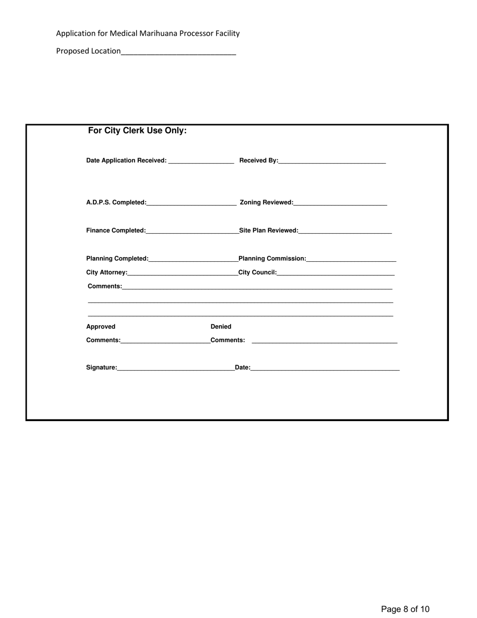 Application for Medical Marihuana Facility - Stakeholder / Shareholder / Member Form - City of Albion, Michigan, Page 8