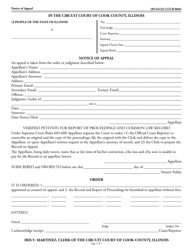 Form CCCR0603 &quot;Criminal Notice of Appeal&quot; - Cook County, Illinois