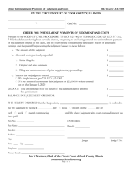 Form CCG0105 &quot;Order for Installment Payments of Judgment and Costs&quot; - Cook County, Illinois