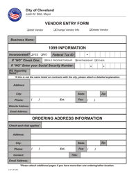 Form C81-245 Vendor Entry Form - City of Cleveland, Ohio