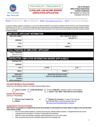 Document preview: Cleveland Low Income Worker Verification Application - City of Cleveland, Ohio