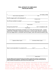 Document preview: Final Affidavit of Compliance - Prevailing Wages - City of Cleveland, Ohio