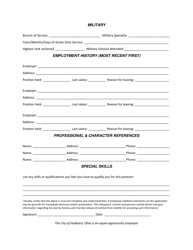 Employment Application - City of Hubbard, Ohio, Page 2