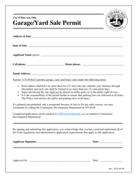 Document preview: Garage/Yard Sale Permit - City of Blue Ash, Ohio