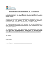 Document preview: Easement and Encumbrances Disclosure and Acknowledgment - Lee County, Florida