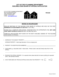 Building Code Board of Appeals Application - City of Troy, Michigan